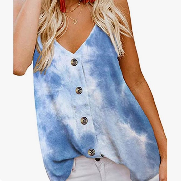 Woman button down v neck tank top shirts - Picture 7 of 8